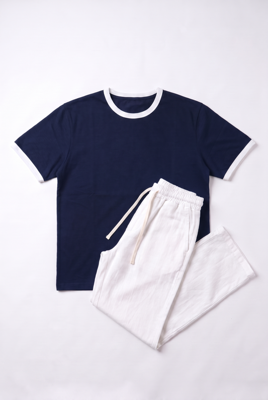 SET RINGER T-SHIRT + PANTALON KAMRAYA BLANC