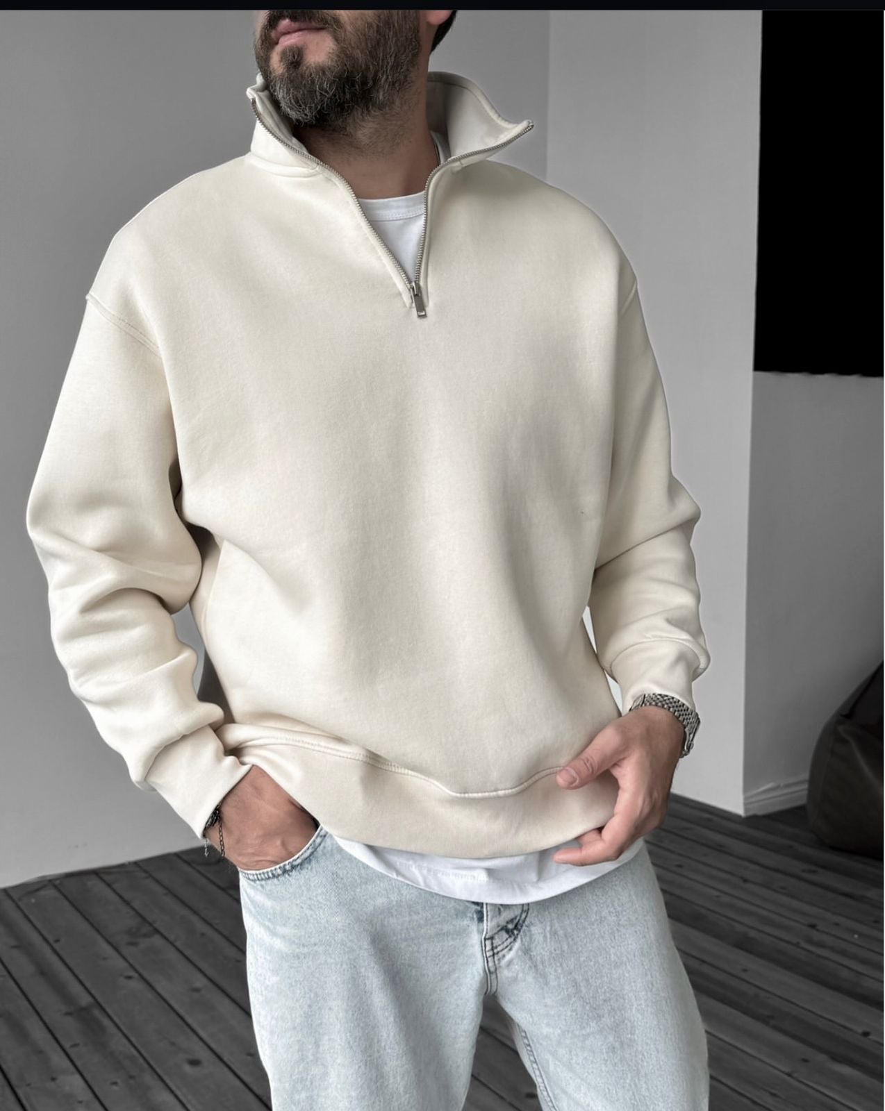 SWEAT COL ZIPPÉ BASIQUE