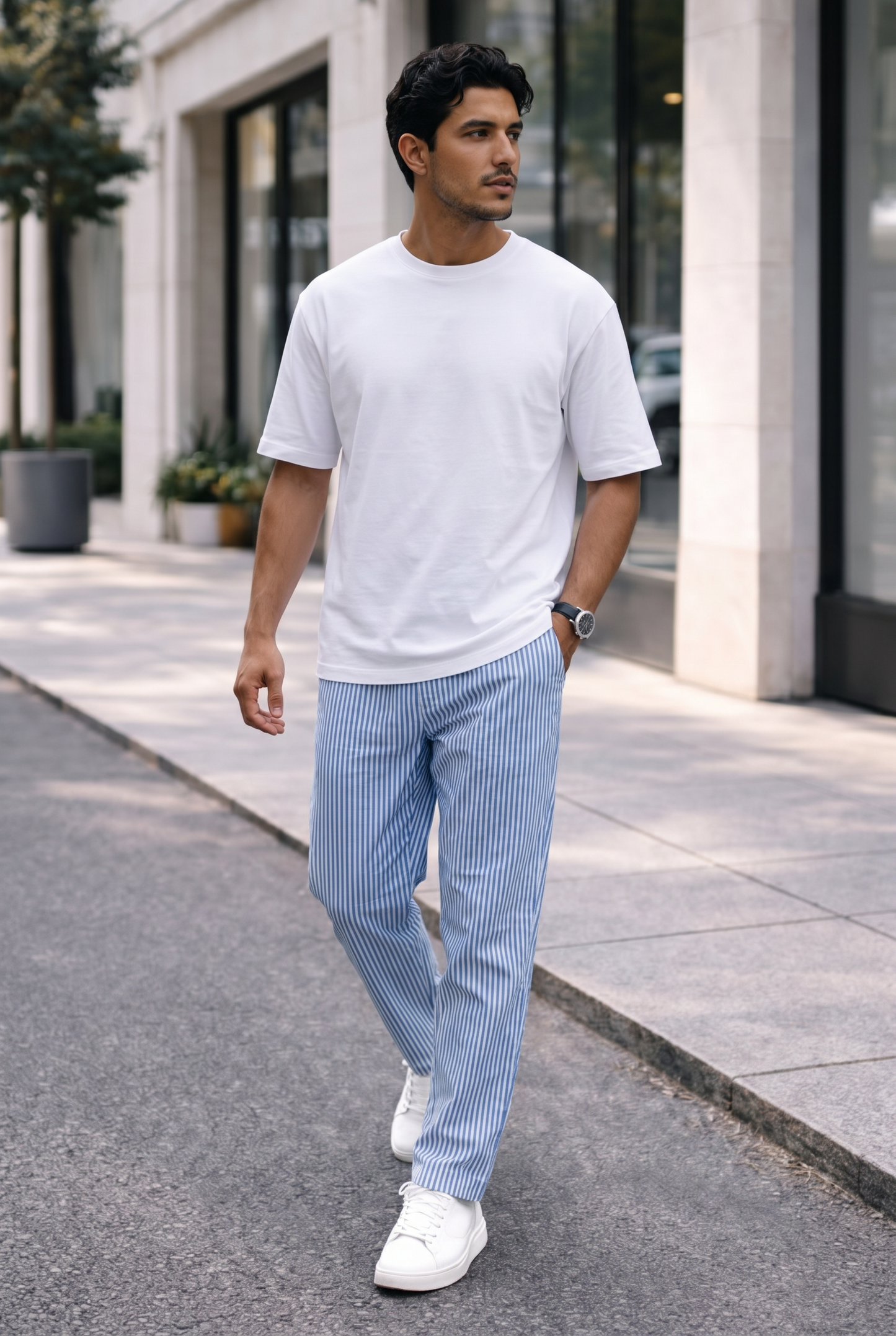 PANTALON À RAYURES STYLE PYJAMA
