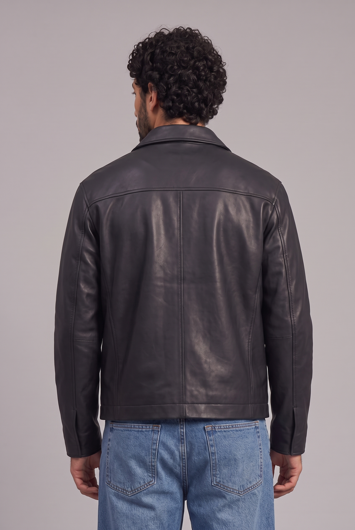 Tenue Leather Jacket Full Black Jean Bleu