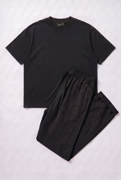 SET TSHIRT COTON OVERSIZED + KAMRAYA NOIR