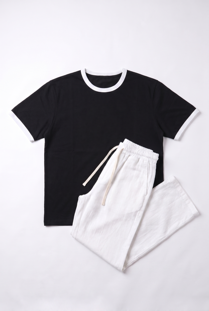 SET RINGER T-SHIRT + PANTALON KAMRAYA BLANC