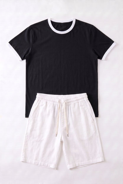 SET RINGER T-SHIRT + SHORT KAMRAYA BLANC