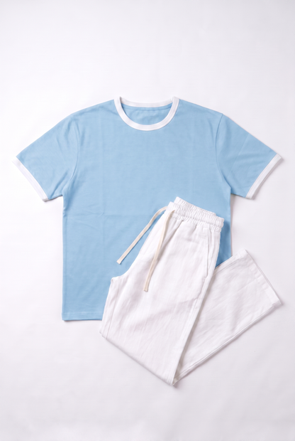 SET RINGER T-SHIRT + PANTALON KAMRAYA BLANC