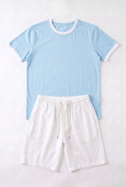 SET RINGER T-SHIRT + SHORT KAMRAYA BLANC