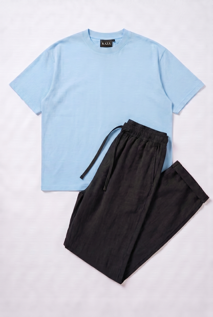 SET TSHIRT COTON OVERSIZED + KAMRAYA NOIR