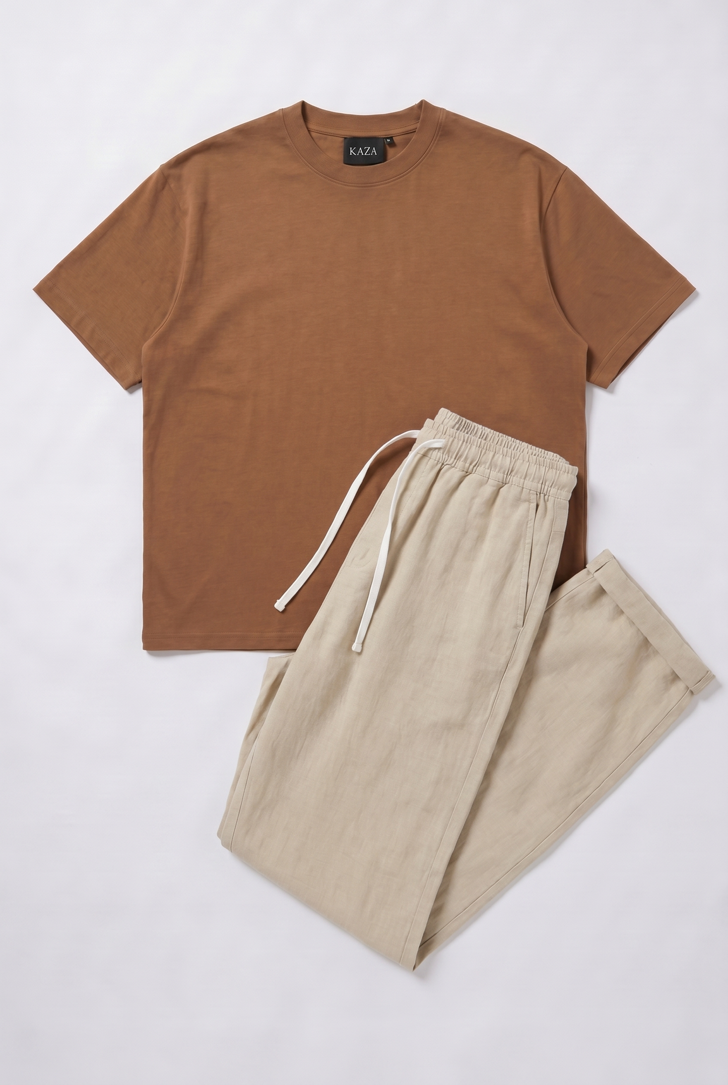 SET TSHIRT COTON OVERSIZED + KAMRAYA BEIGE