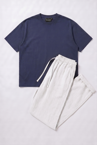 SET TSHIRT COTON OVERSIZED + KAMRAYA BLANC