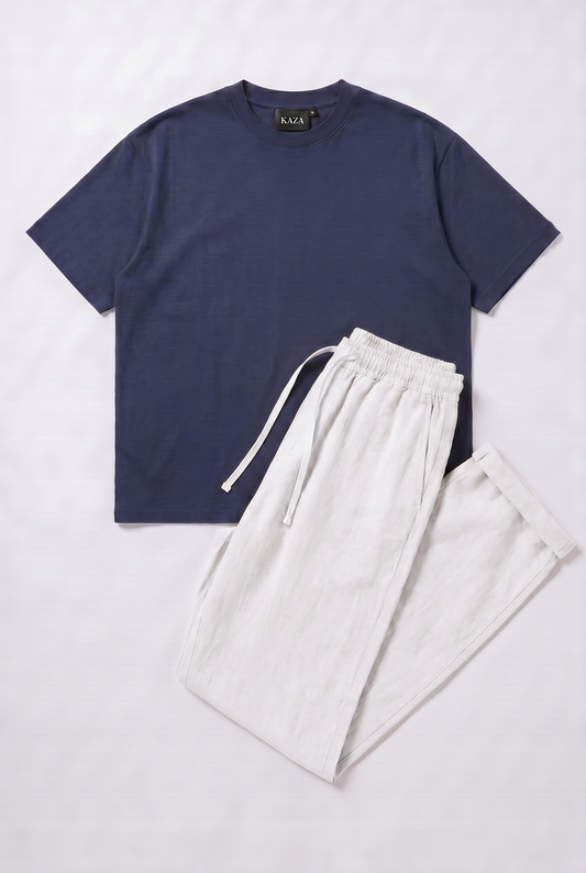 SET TSHIRT COTON OVERSIZED + KAMRAYA BLANC