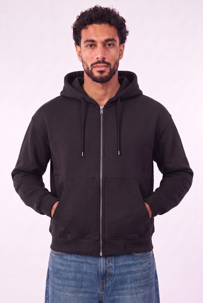 Set Veste Zip Noir & Jean Bleu Fonce