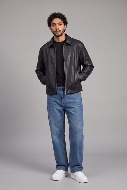 Tenue Leather Jacket Full Black Jean Bleu