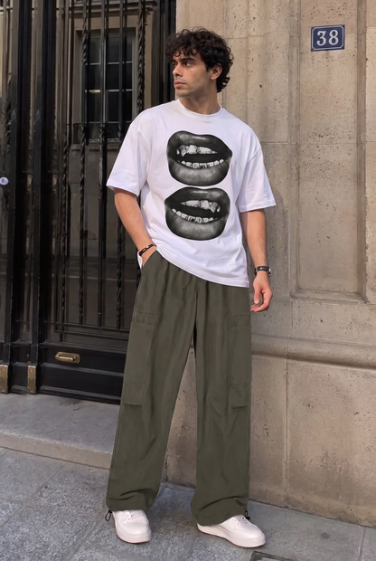 SET T-SHIRT IMPRIMÉ + PANTALON PARACHUTE