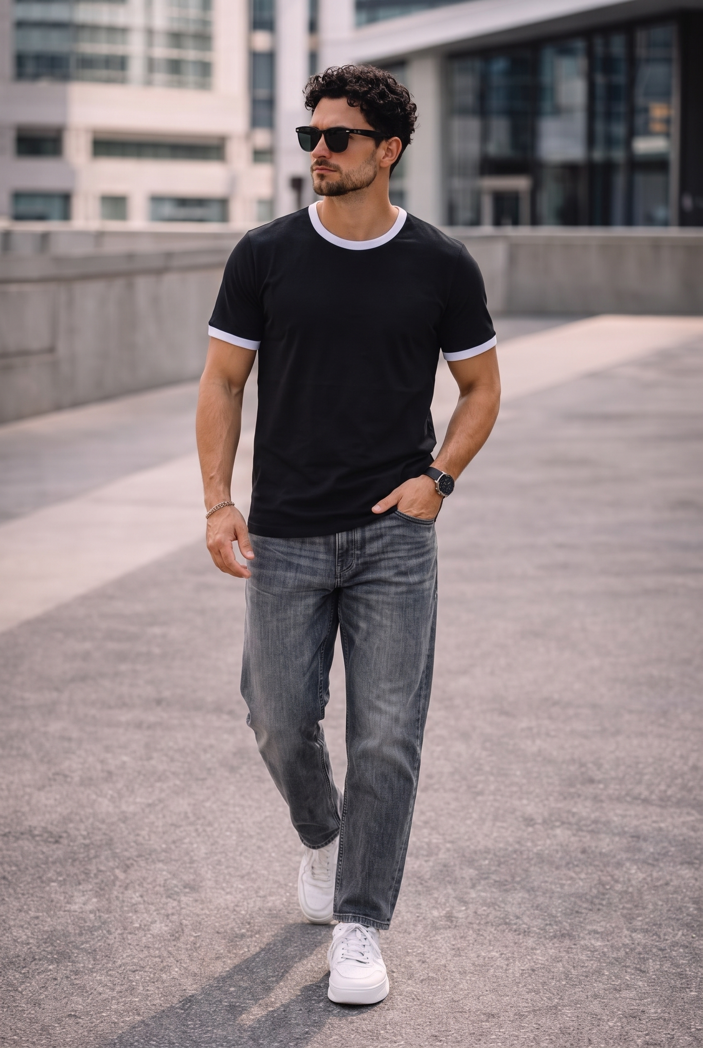SET T-SHIRT RINGER + JEANS