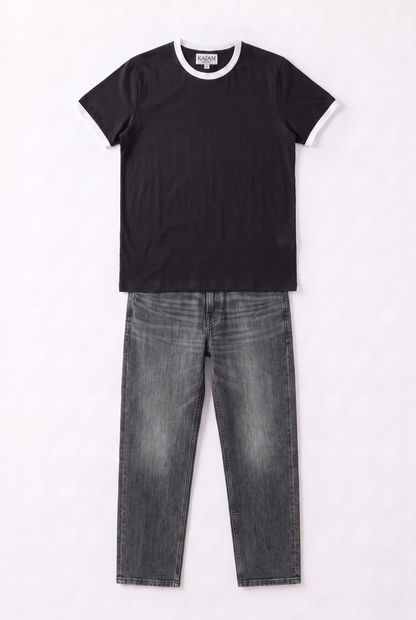 SET T-SHIRT RINGER + JEANS
