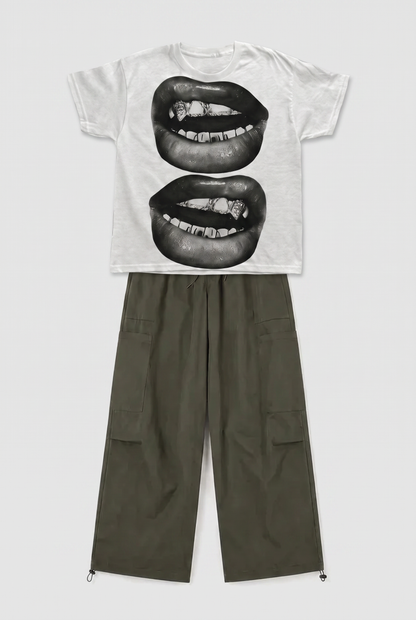 SET T-SHIRT IMPRIMÉ + PANTALON PARACHUTE
