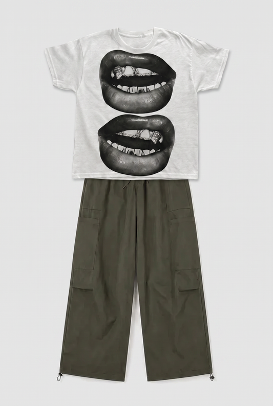 SET T-SHIRT IMPRIMÉ + PANTALON PARACHUTE
