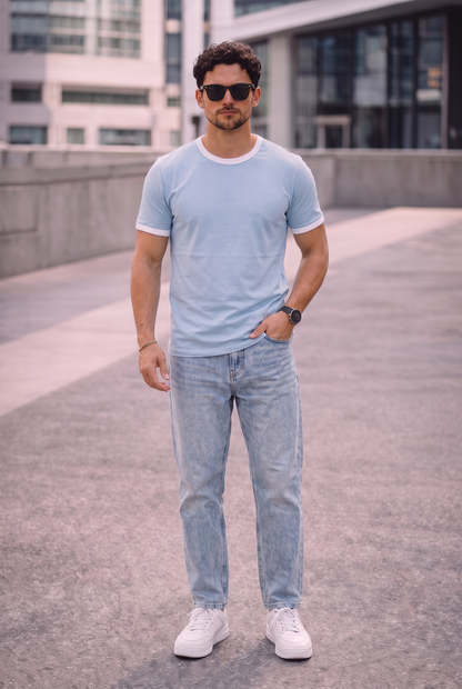SET T-SHIRT RINGER + JEANS