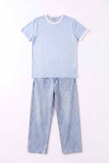 SET T-SHIRT RINGER + JEANS