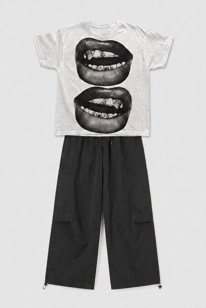 SET T-SHIRT IMPRIMÉ + PANTALON PARACHUTE