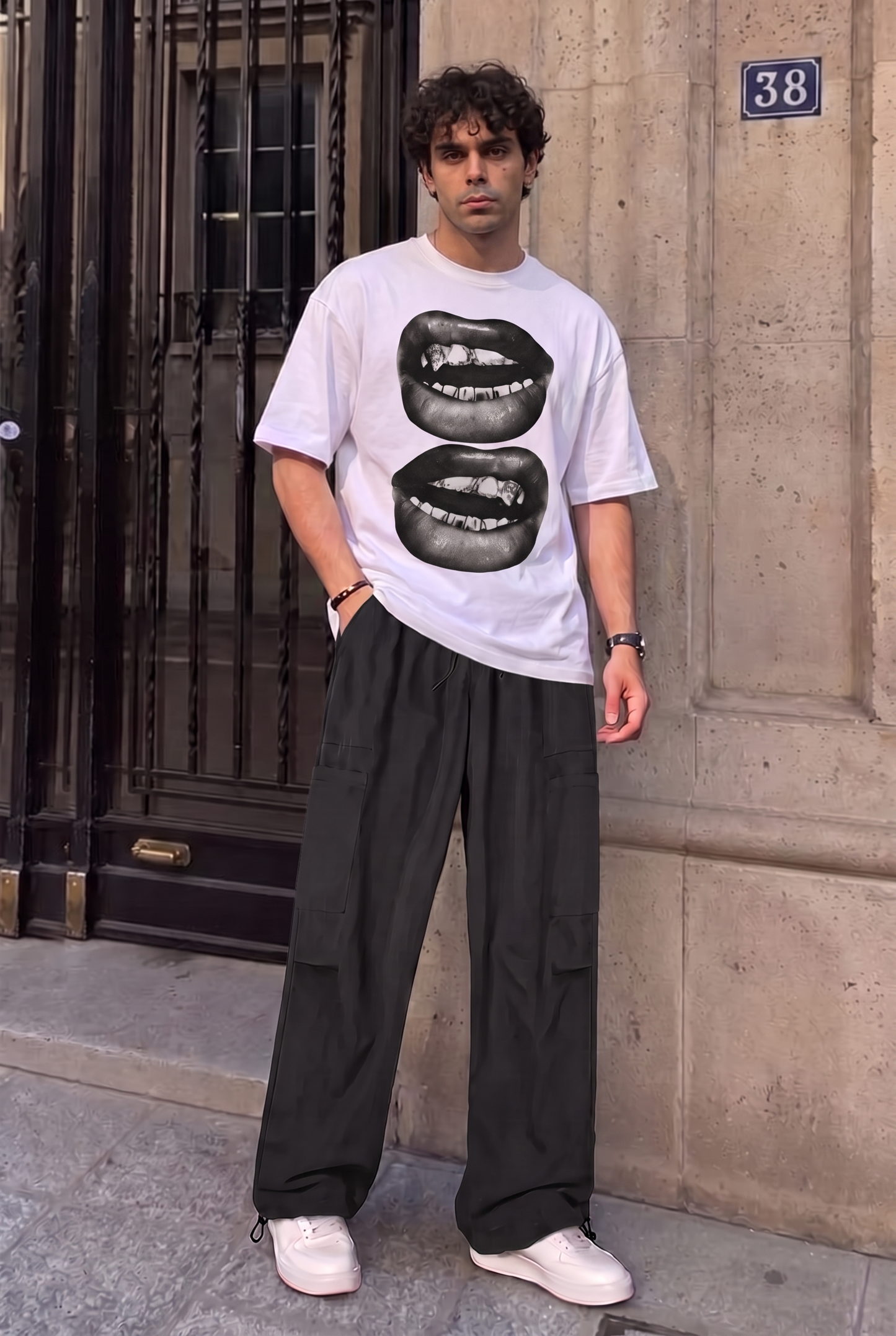 SET T-SHIRT IMPRIMÉ + PANTALON PARACHUTE