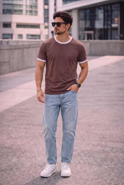 SET T-SHIRT RINGER + JEANS