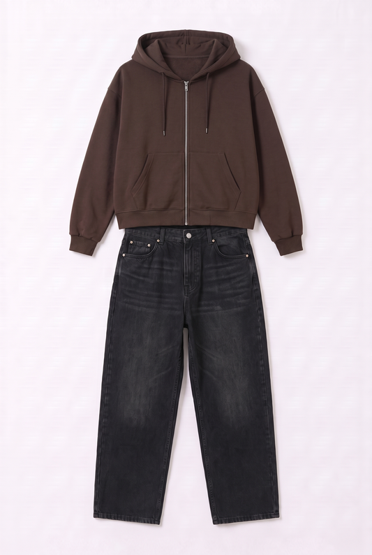 Set Veste Marron & Baggy Noir