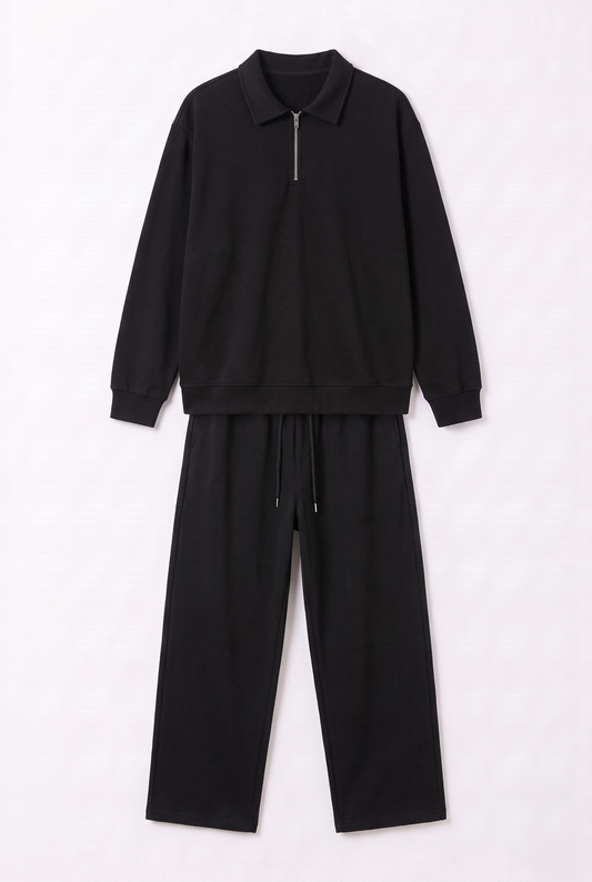 Set Sweat Col Zip & Jogging Noir