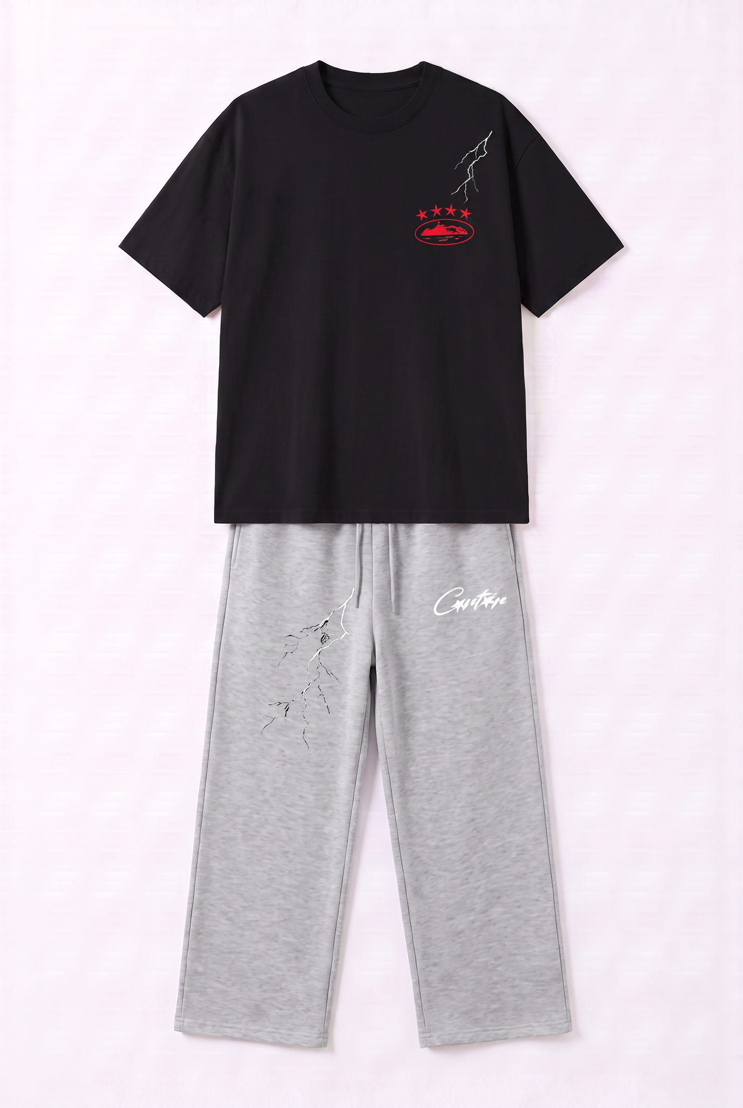 SET T-SHIRT NOIR CORTEZ + JOGGER GRIS