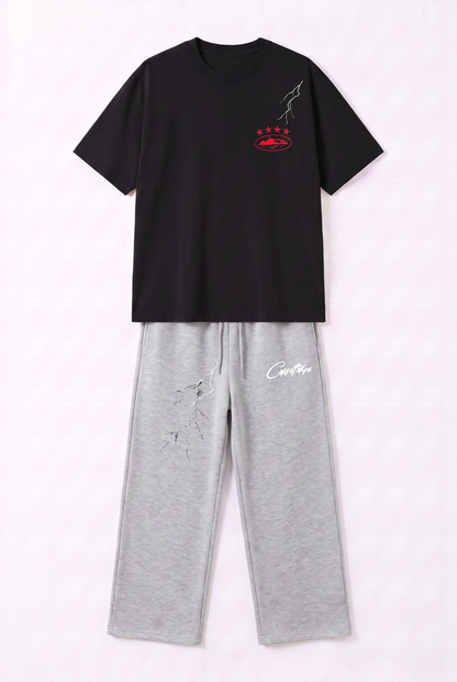 SET T-SHIRT NOIR CORTEZ + JOGGER GRIS