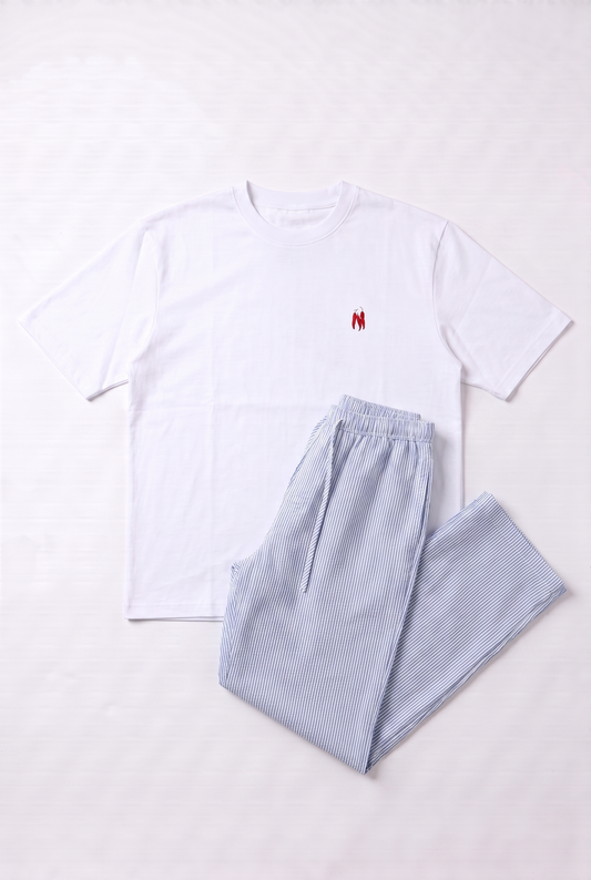 SET T-SHIRT CHILI + PANTALON À RAYURES STYLE PYJAMA