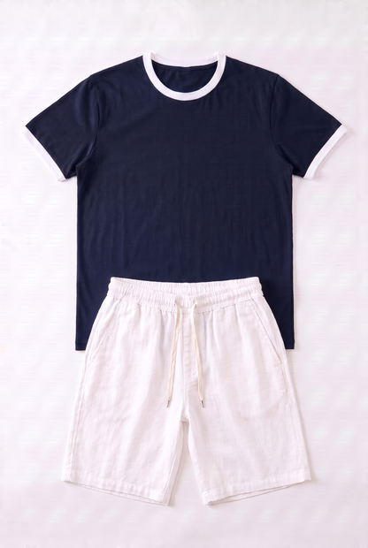 SET RINGER T-SHIRT + SHORT KAMRAYA BLANC