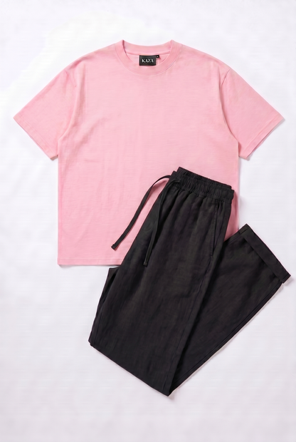SET TSHIRT COTON OVERSIZED + KAMRAYA NOIR
