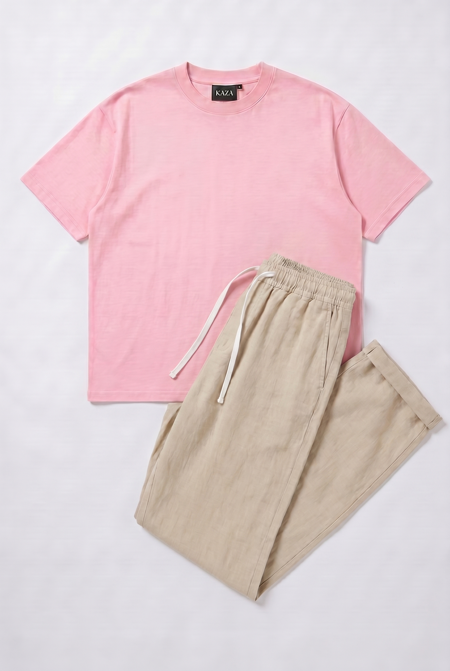 SET TSHIRT COTON OVERSIZED + KAMRAYA BEIGE