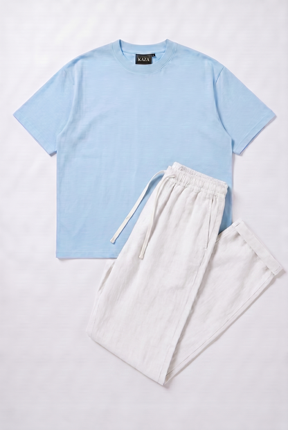 SET TSHIRT COTON OVERSIZED + KAMRAYA BLANC