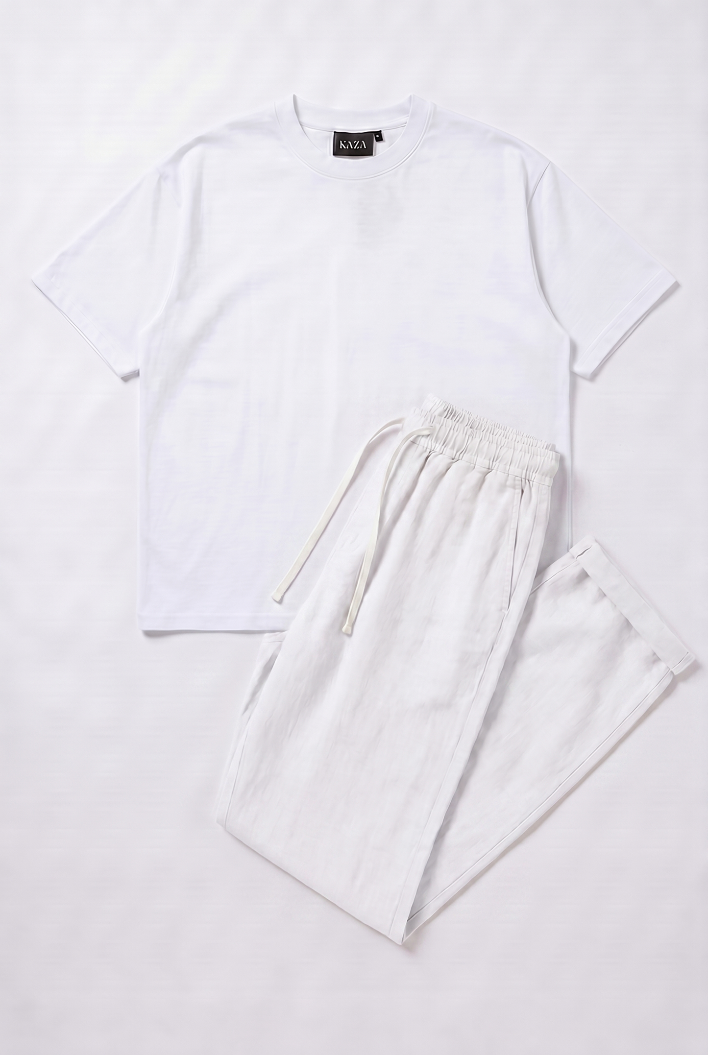 SET TSHIRT COTON OVERSIZED + KAMRAYA BLANC