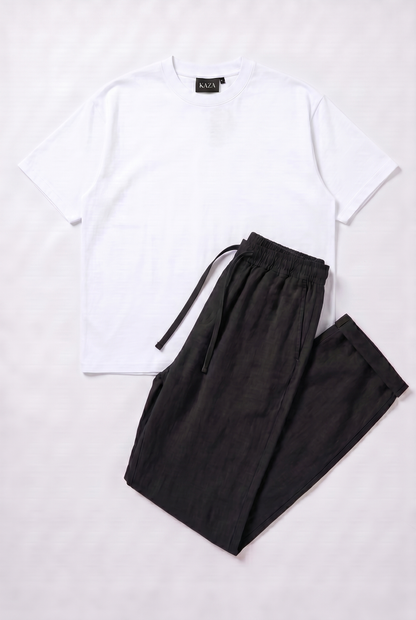 SET TSHIRT COTON OVERSIZED + KAMRAYA NOIR