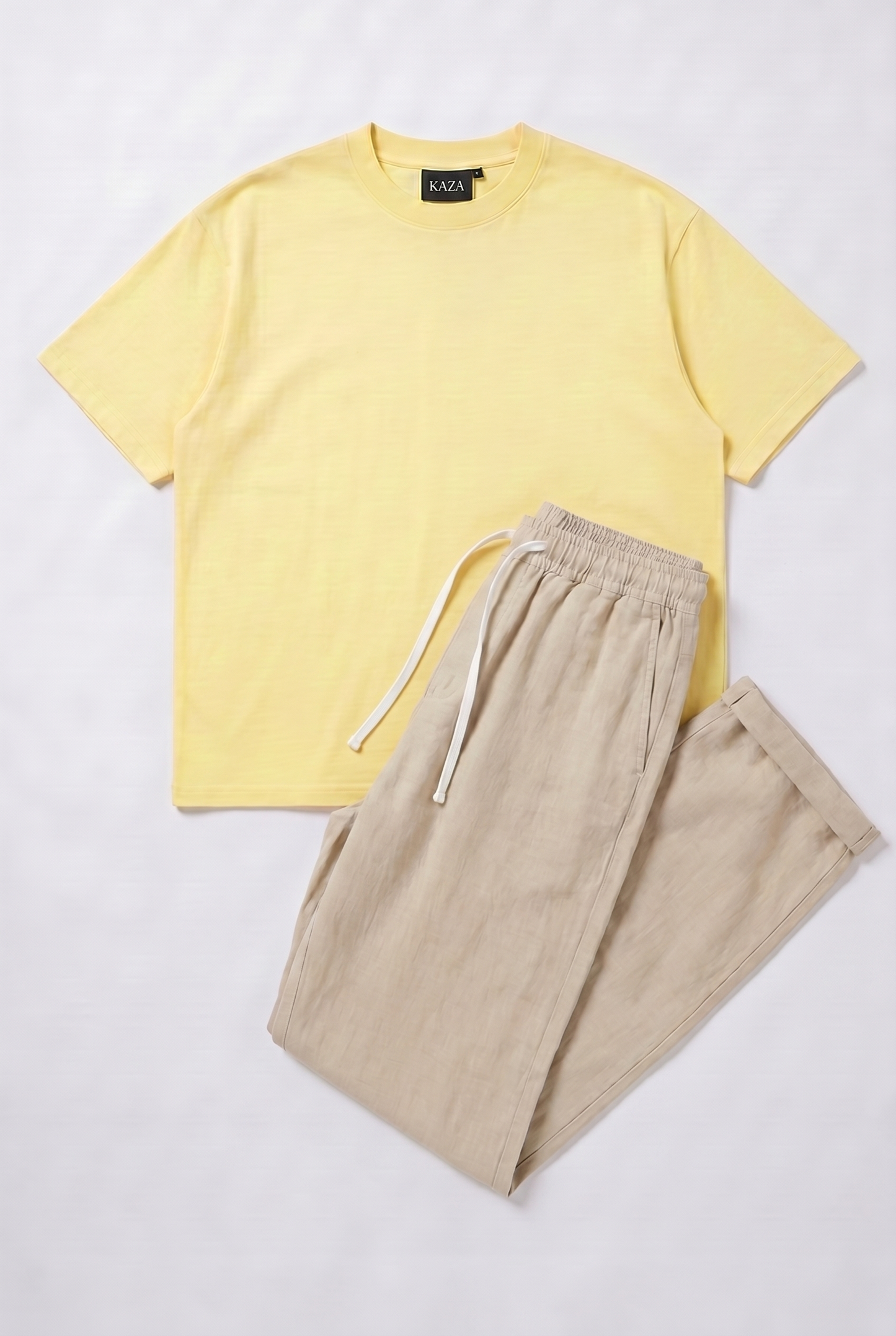 SET TSHIRT COTON OVERSIZED + KAMRAYA BEIGE