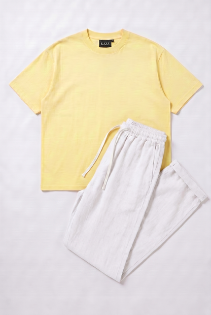SET TSHIRT COTON OVERSIZED + KAMRAYA BLANC